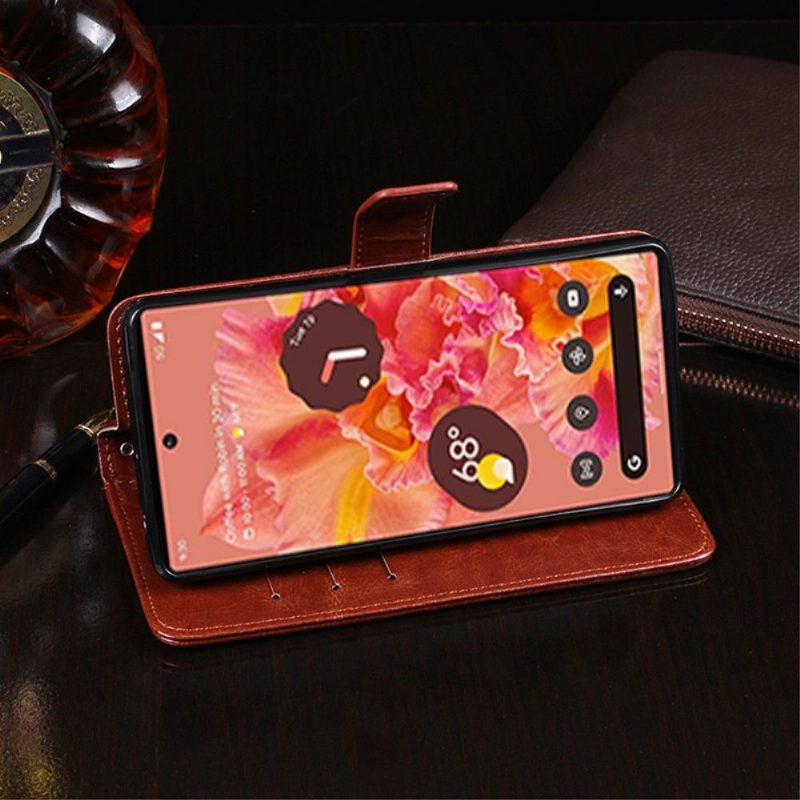 Flip Case Google Pixel 6 Pro Hemming Kotelot Flip Idewei Folio -nahkaefekti