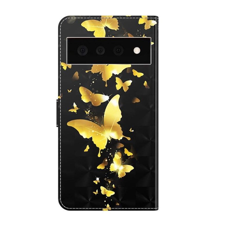 Kotelot Google Pixel 6 Pro Golden Butterflies -kuvitus