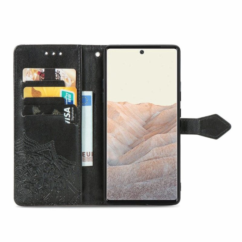 Kotelot Google Pixel 6 Pro Mandala Relief Faux Leather