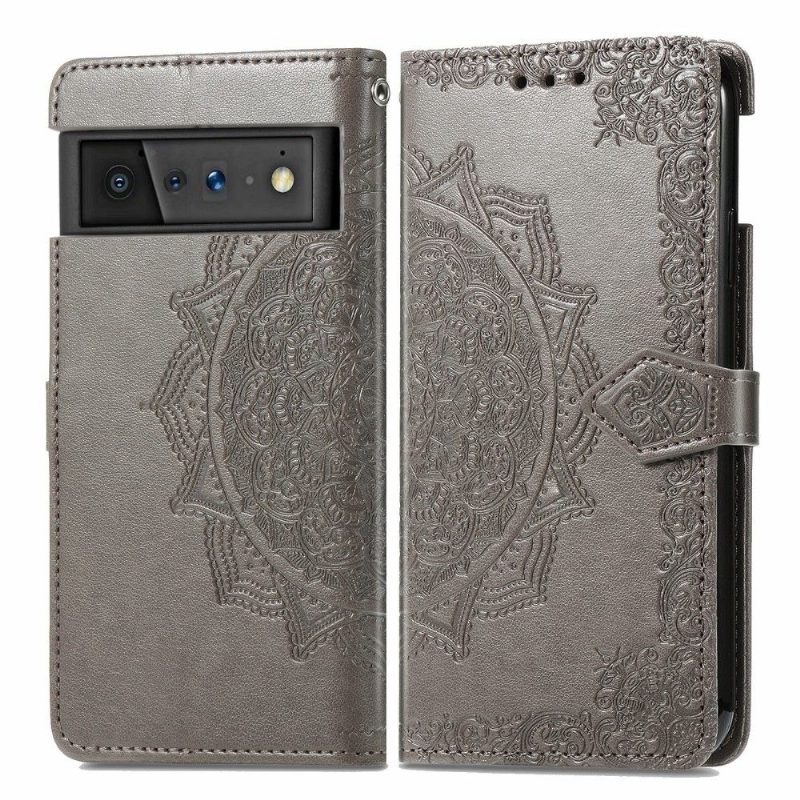 Kotelot Google Pixel 6 Pro Mandala Relief Faux Leather