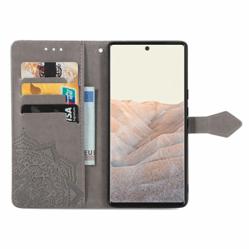 Kotelot Google Pixel 6 Pro Mandala Relief Faux Leather