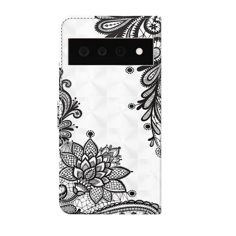 Nahkakotelo Google Pixel 6 Pro Flowers Lace