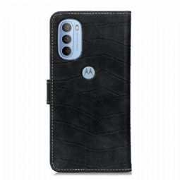 Flip Case Motorola Moto G31 / Moto G41 Hemming Croco Look -ompelu