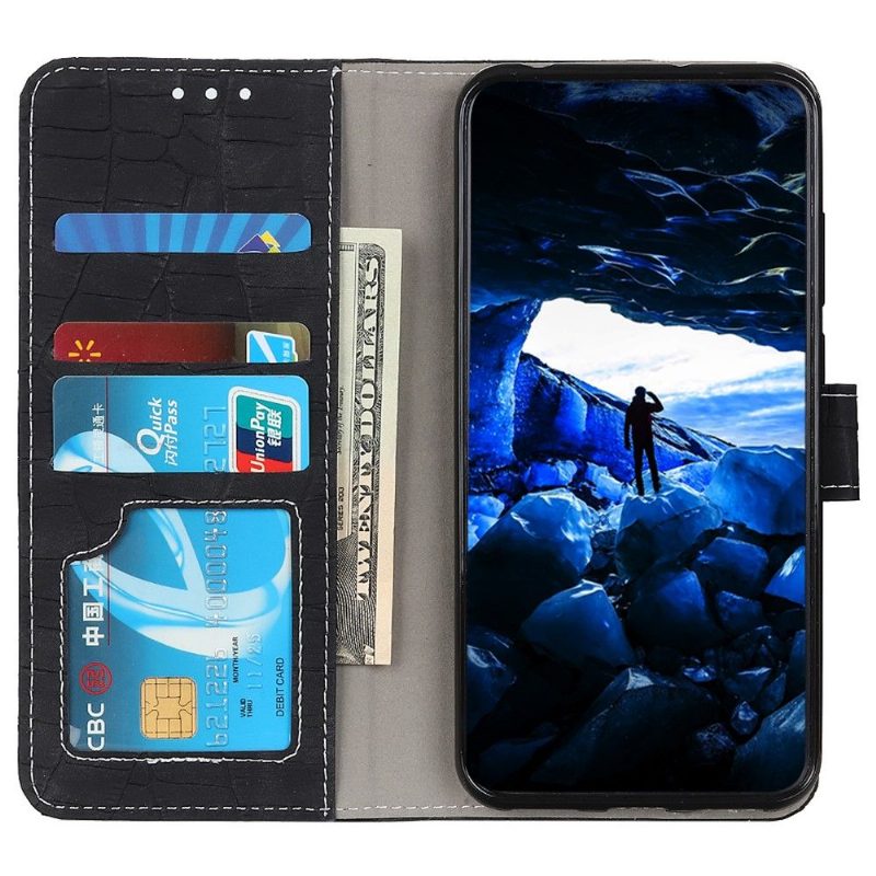 Flip Case Motorola Moto G31 / Moto G41 Hemming Croco Look -ompelu