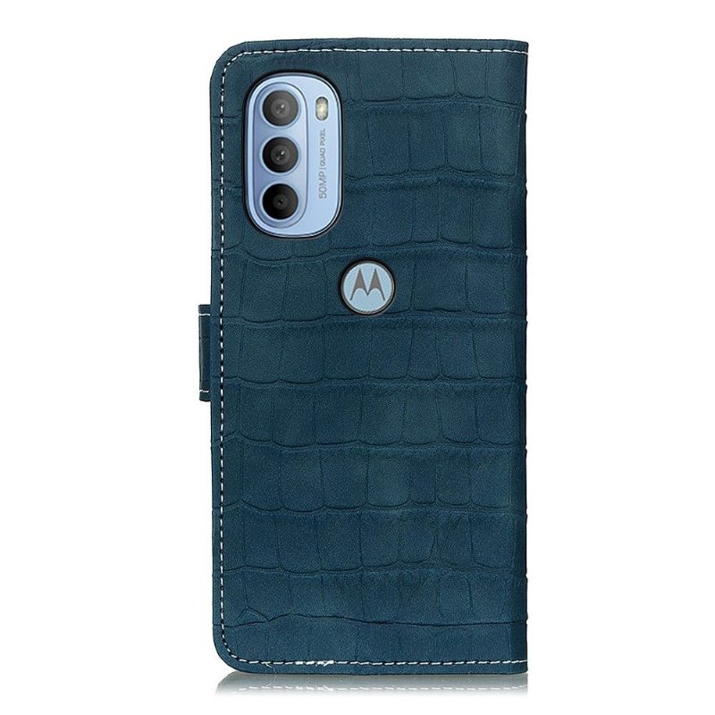 Flip Case Motorola Moto G31 / Moto G41 Hemming Croco Look -ompelu