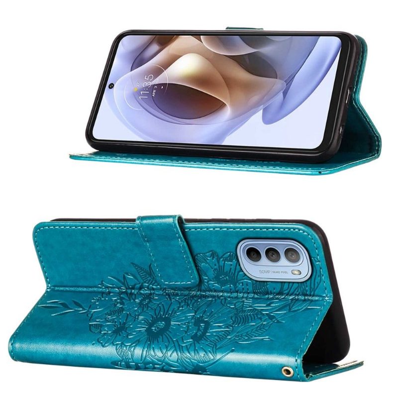 Kotelot Motorola Moto G31 / Moto G41 Butterfly Flower -korttikotelo