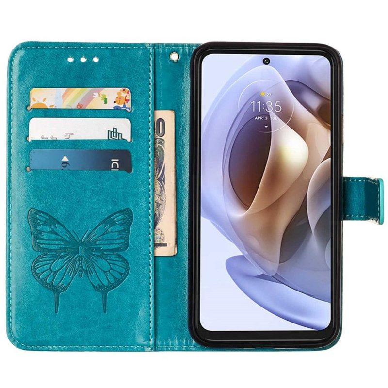 Kotelot Motorola Moto G31 / Moto G41 Butterfly Flower -korttikotelo