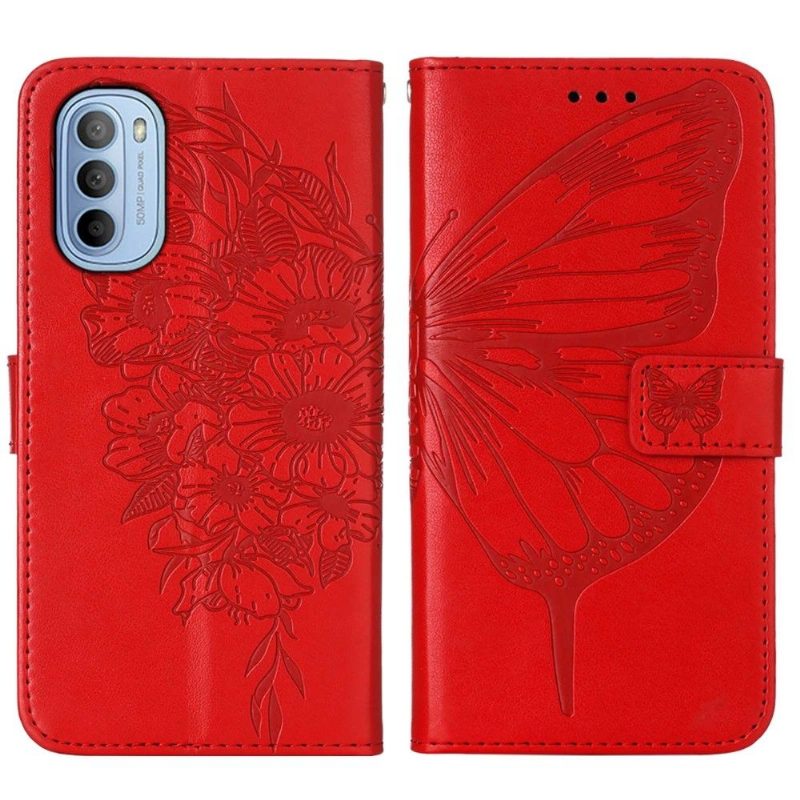 Kotelot Motorola Moto G31 / Moto G41 Butterfly Flower -korttikotelo