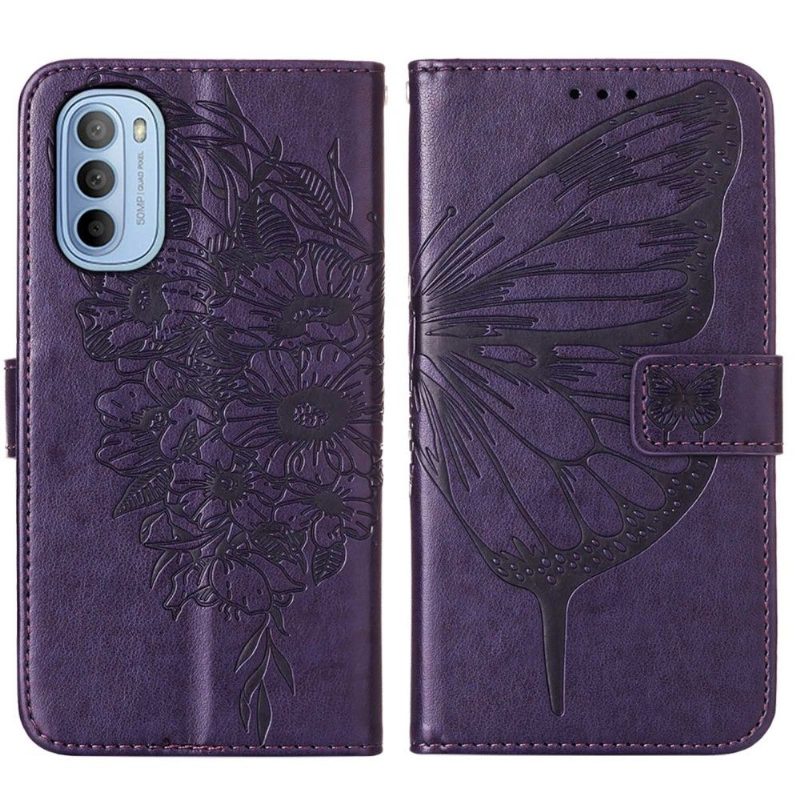 Kotelot Motorola Moto G31 / Moto G41 Butterfly Flower -korttikotelo