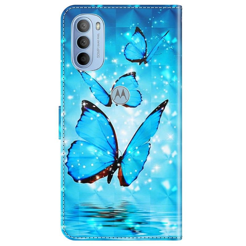 Kotelot Motorola Moto G31 / Moto G41 Sparkling Blue Butterflies