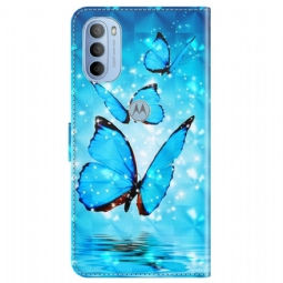 Kotelot Motorola Moto G31 / Moto G41 Sparkling Blue Butterflies