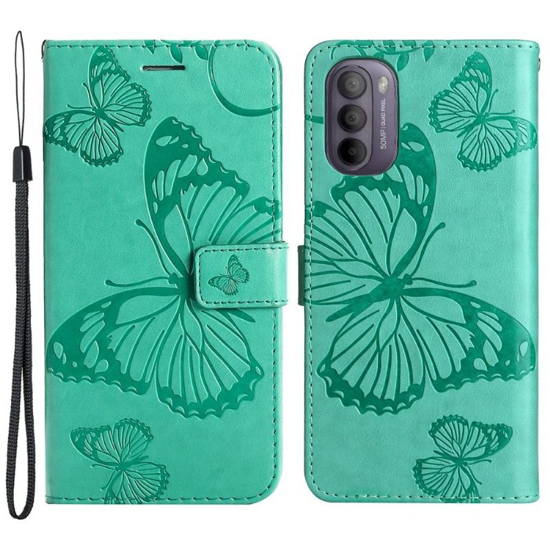 Nahkakotelo Motorola Moto G31 / Moto G41 Murtumaton Puhelinkuoret Butterflies -toimintotuki