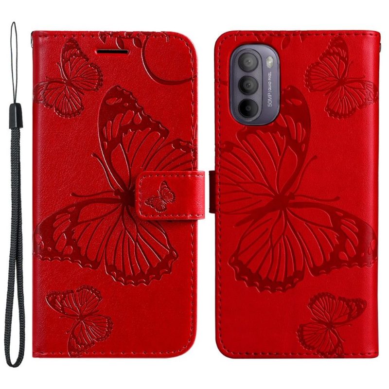 Nahkakotelo Motorola Moto G31 / Moto G41 Murtumaton Puhelinkuoret Butterflies -toimintotuki