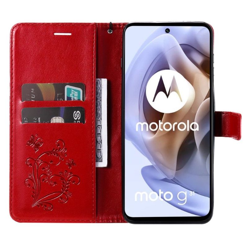 Nahkakotelo Motorola Moto G31 / Moto G41 Murtumaton Puhelinkuoret Butterflies -toimintotuki