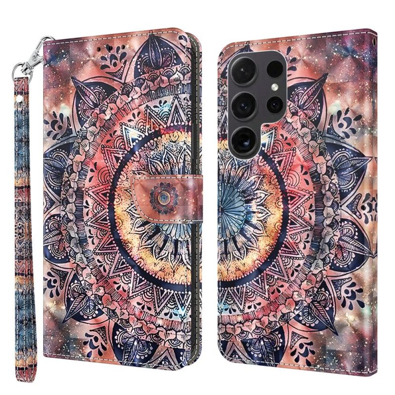 Kotelot Samsung Galaxy S24 Ultra 5g Värikäs Mandala Hihnalla