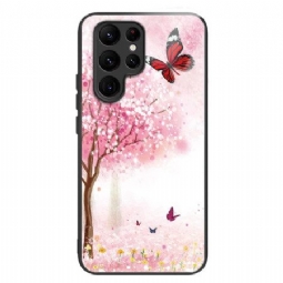 Kuori Samsung Galaxy S24 Ultra 5g Tempered Glass Cherry Blossoms Suojakuori