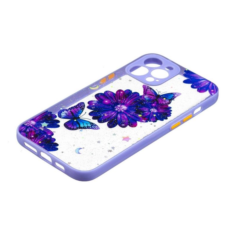 Kuori iPhone 12 Pro Max Hemming Purppuraisia Kukkia Ja Perhosia