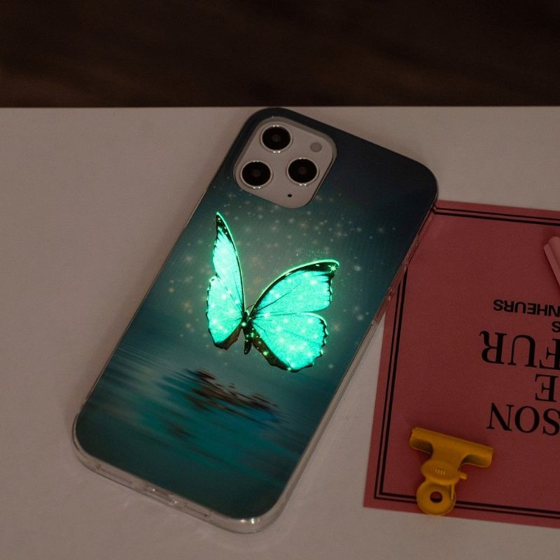 Kuori iPhone 12 Pro Max Luminous Blue Butterfly