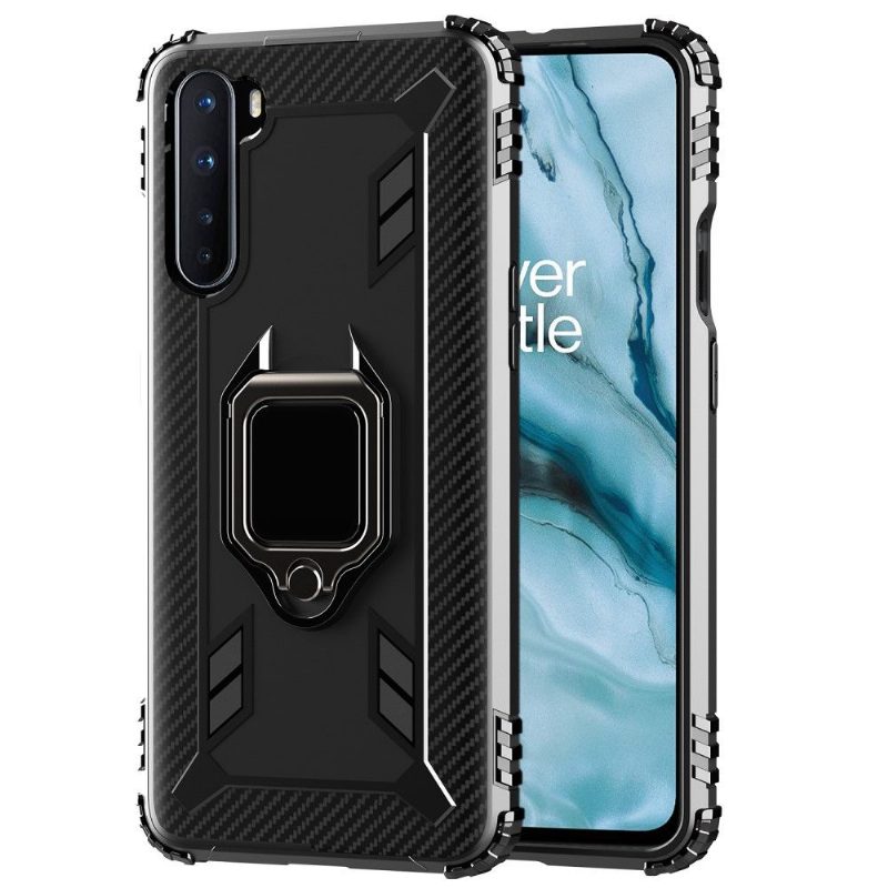 Kuori OnePlus Nord Suojakuori Carbon Look Tukirenkaalla