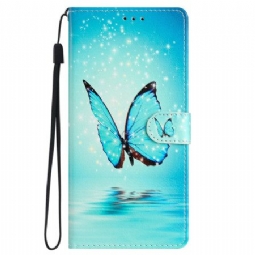 Kotelot Samsung Galaxy S24 Plus 5g Blue Butterfly Lanyard Flightissa