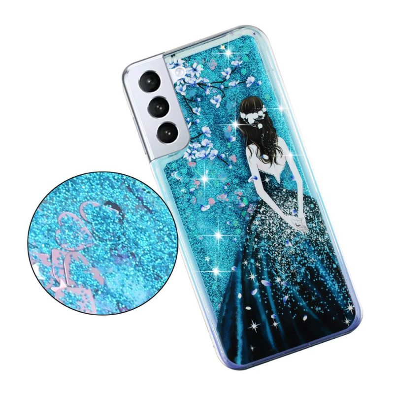 Kuori Samsung Galaxy S24 Plus 5g Blue Girl Glitter Liquid Suojakuori