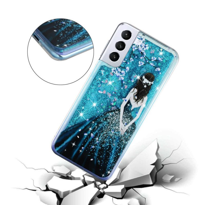 Kuori Samsung Galaxy S24 Plus 5g Blue Girl Glitter Liquid Suojakuori