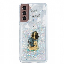 Kuori Samsung Galaxy S24 Plus 5g Liquid Glitter Dog Suojakuori