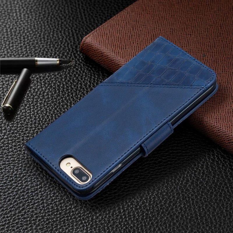 Flip Case iPhone 8 Plus / 7 Plus Hemming Croc Aspect -nahkaefekti