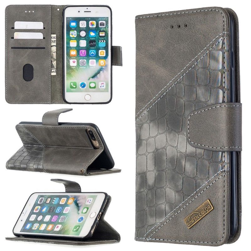 Flip Case iPhone 8 Plus / 7 Plus Hemming Croc Aspect -nahkaefekti