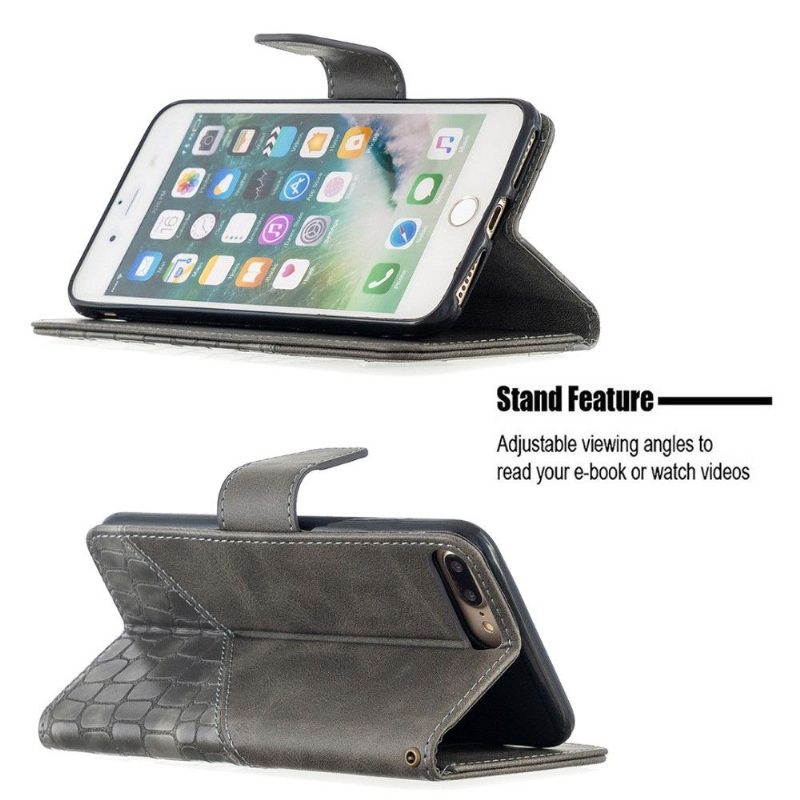 Flip Case iPhone 8 Plus / 7 Plus Hemming Croc Aspect -nahkaefekti