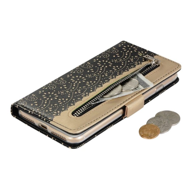 Flip Case iPhone 8 Plus / 7 Plus Hemming Romanttinen Pitsi Hihnalla