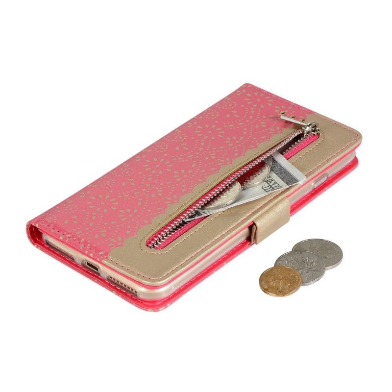 Flip Case iPhone 8 Plus / 7 Plus Hemming Romanttinen Pitsi Hihnalla