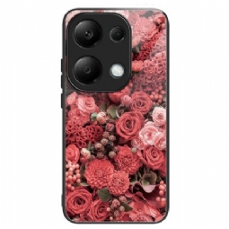 Case Xiaomi Redmi Note 13 Pro 4g Puhelinkuoret Karkaistua Lasia Punaisia Ja Vaaleanpunaisia Kukkia