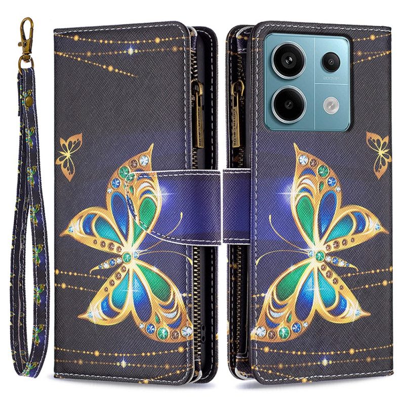 Kotelot Xiaomi Redmi Note 13 Pro 4g Puhelinkuoret Strass Butterfly -lompakko Hihnalla