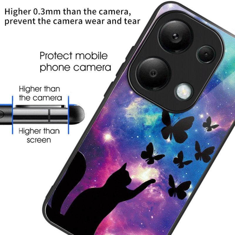 Kuori Xiaomi Redmi Note 13 Pro 4g Tempered Glass Cat And Butterflies