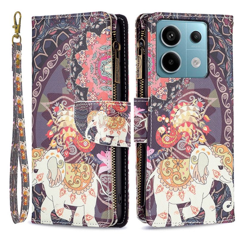 Nahkakotelo Xiaomi Redmi Note 13 Pro 4g Tribal Elephant -lompakko Hihnalla