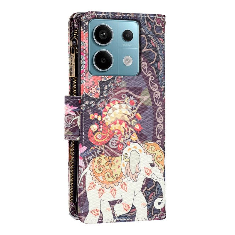 Nahkakotelo Xiaomi Redmi Note 13 Pro 4g Tribal Elephant -lompakko Hihnalla