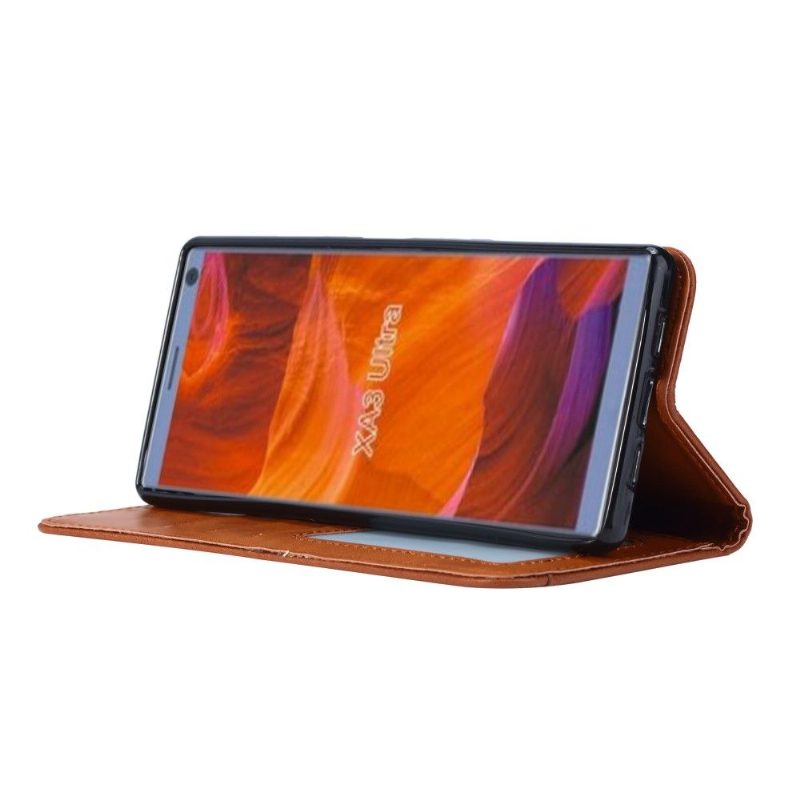 Nahkakuori Sony Xperia 10 Nahkainen Telinekotelo