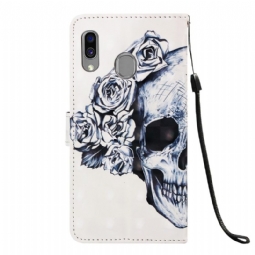 Kotelot Samsung Galaxy A40 Suojakuori Skull Flowers