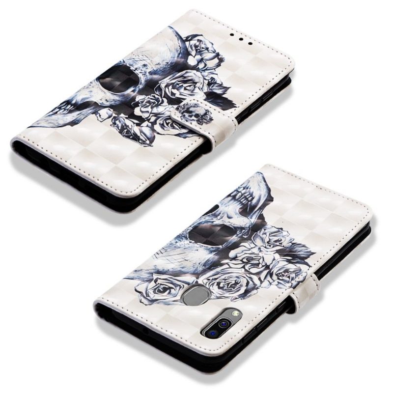 Kotelot Samsung Galaxy A40 Suojakuori Skull Flowers