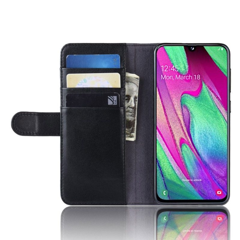 Nahkakuori Samsung Galaxy A40 Premium Leather - Musta