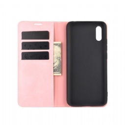 Flip Case Xiaomi Redmi 9A Hemming Business Retro - Vaaleanpunainen