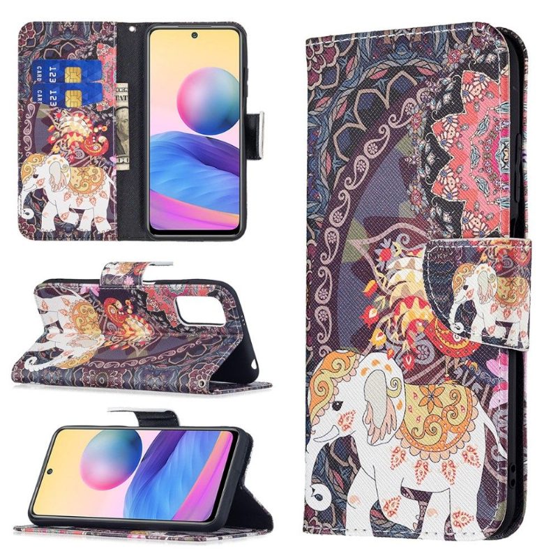 Flip Case Xiaomi Redmi Note 10 5G / Poco M3 Pro Hemming Elephant Patterns