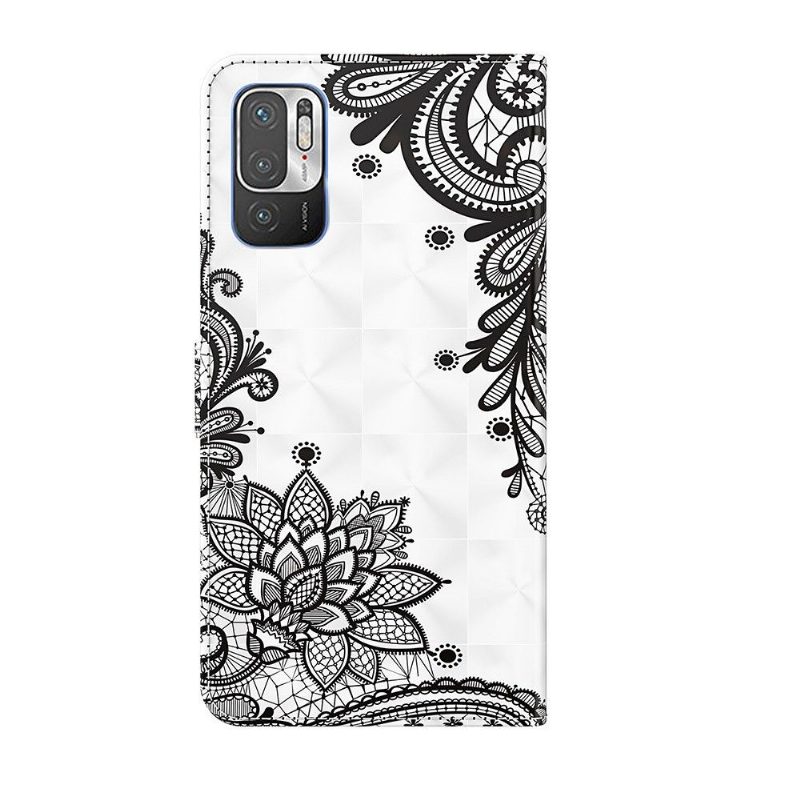 Nahkakotelo Xiaomi Redmi Note 10 5G / Poco M3 Pro Murtumaton Puhelinkuoret Flowers Lace