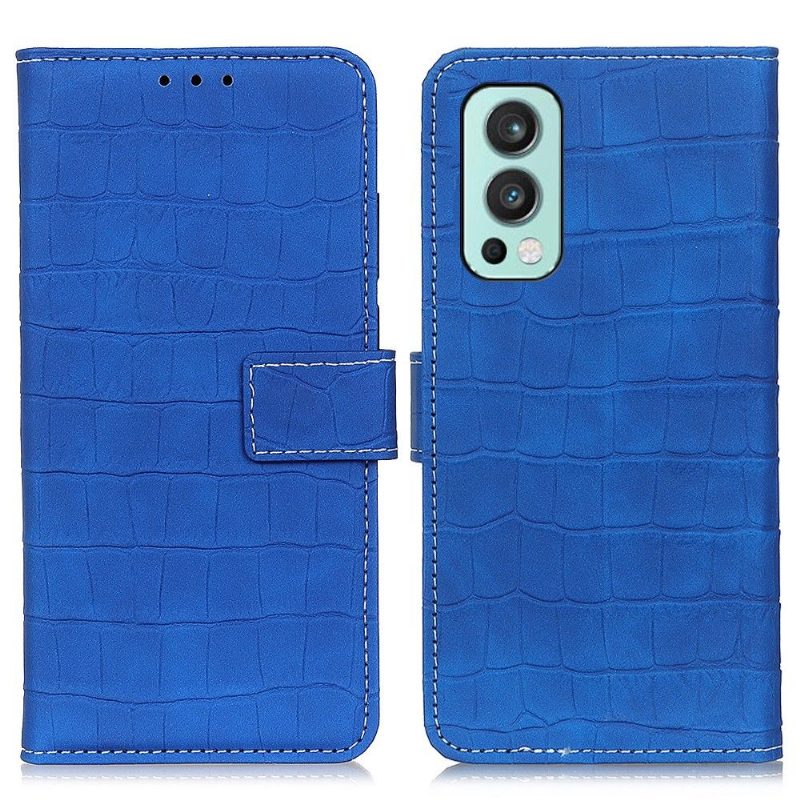 Flip Case OnePlus Nord 2 5G Hemming Keinonahka Croc Look