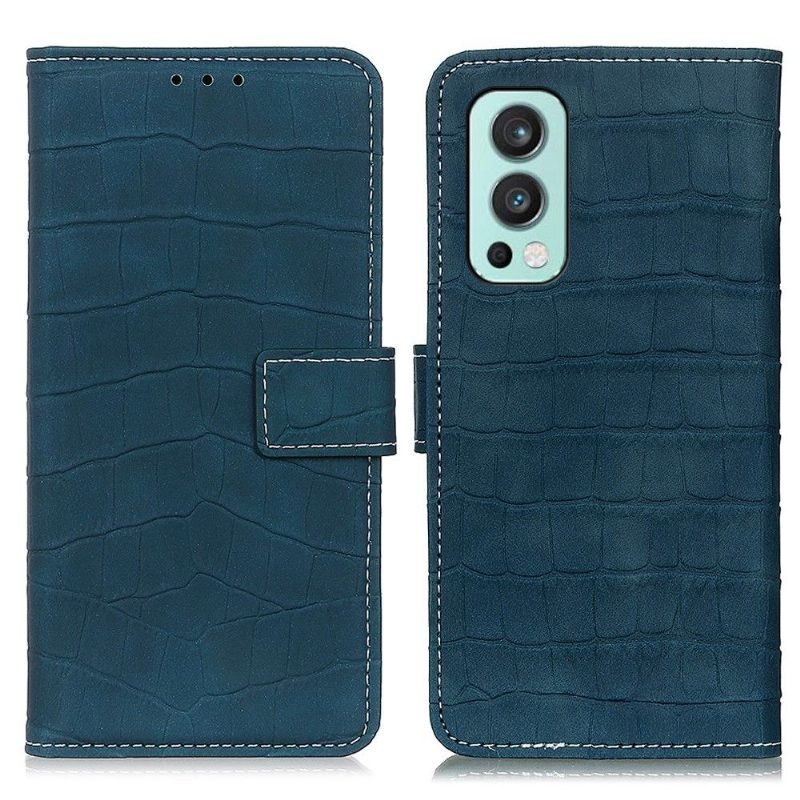 Flip Case OnePlus Nord 2 5G Hemming Keinonahka Croc Look