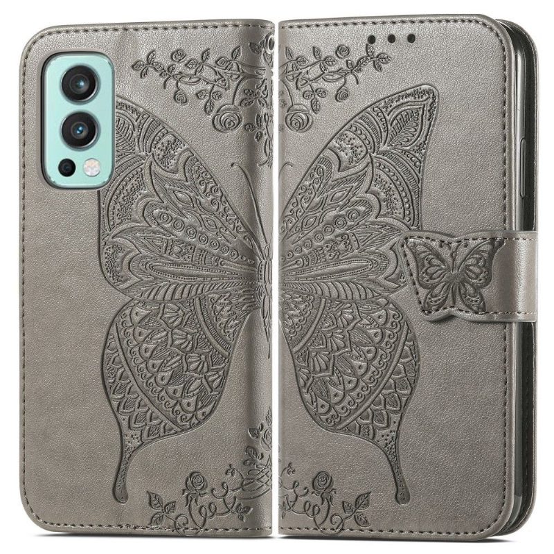 Nahkakotelo OnePlus Nord 2 5G Butterfly Relief