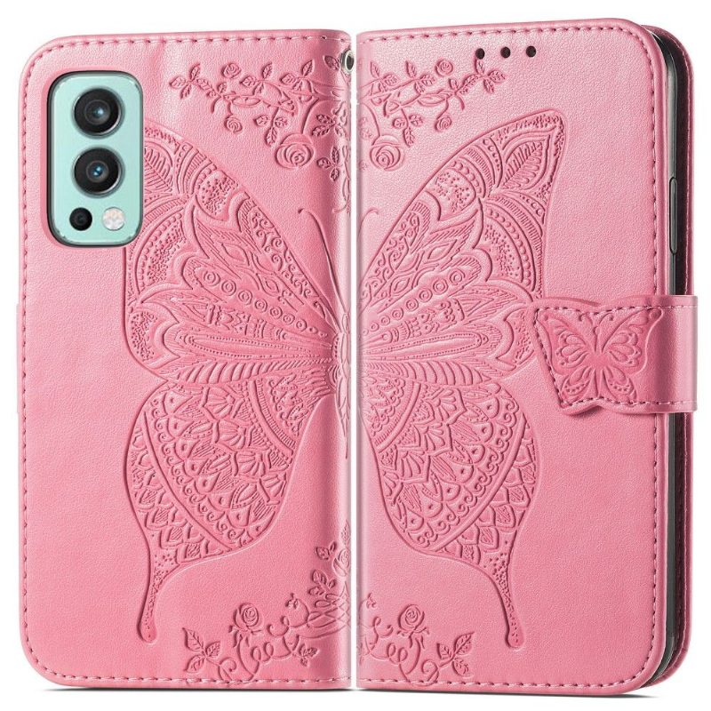 Nahkakotelo OnePlus Nord 2 5G Butterfly Relief