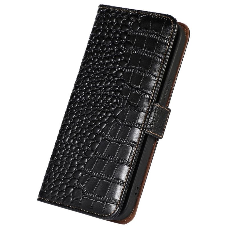 Kotelot Poco X6 Pro 5g Puhelinkuoret Crocodile Texture -lompakko Rfid-estolla