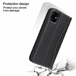 Flip Case iPhone 11 Pro Hemming Aitoa Nahkaa Paljastavat Saumat